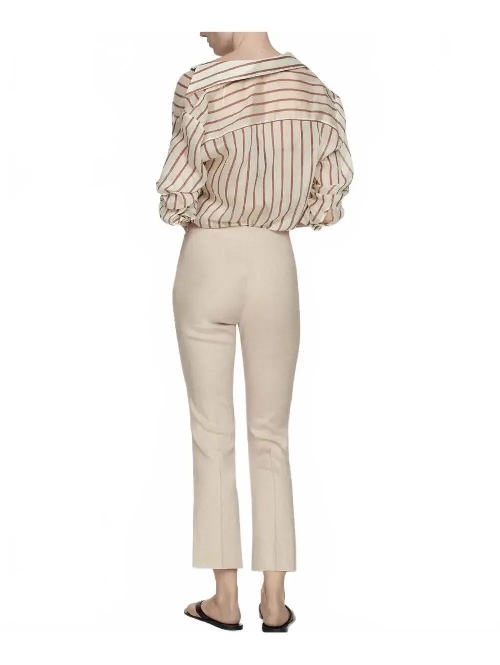 Mango Cotton Linen Flared Pants Beige Size 8/Large